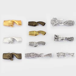 2 Sets Tibetan Gold 38mm Snake Head Clasps Tail Hook Clasp For DIY Round Leather Cord Bracelets Jewelry Making Supplies