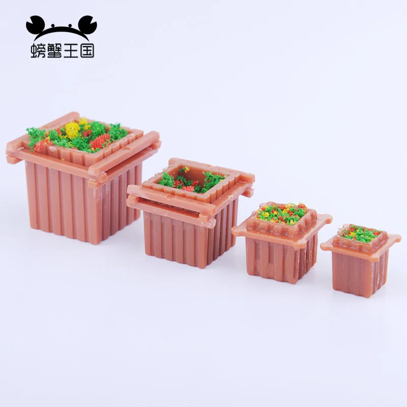 8pcs 1:50 1:75 1:100 1:150 TT N O OO scale Miniature Garden Landscape Decoration Flowerbed Park Flower Pot Road Border Parterre