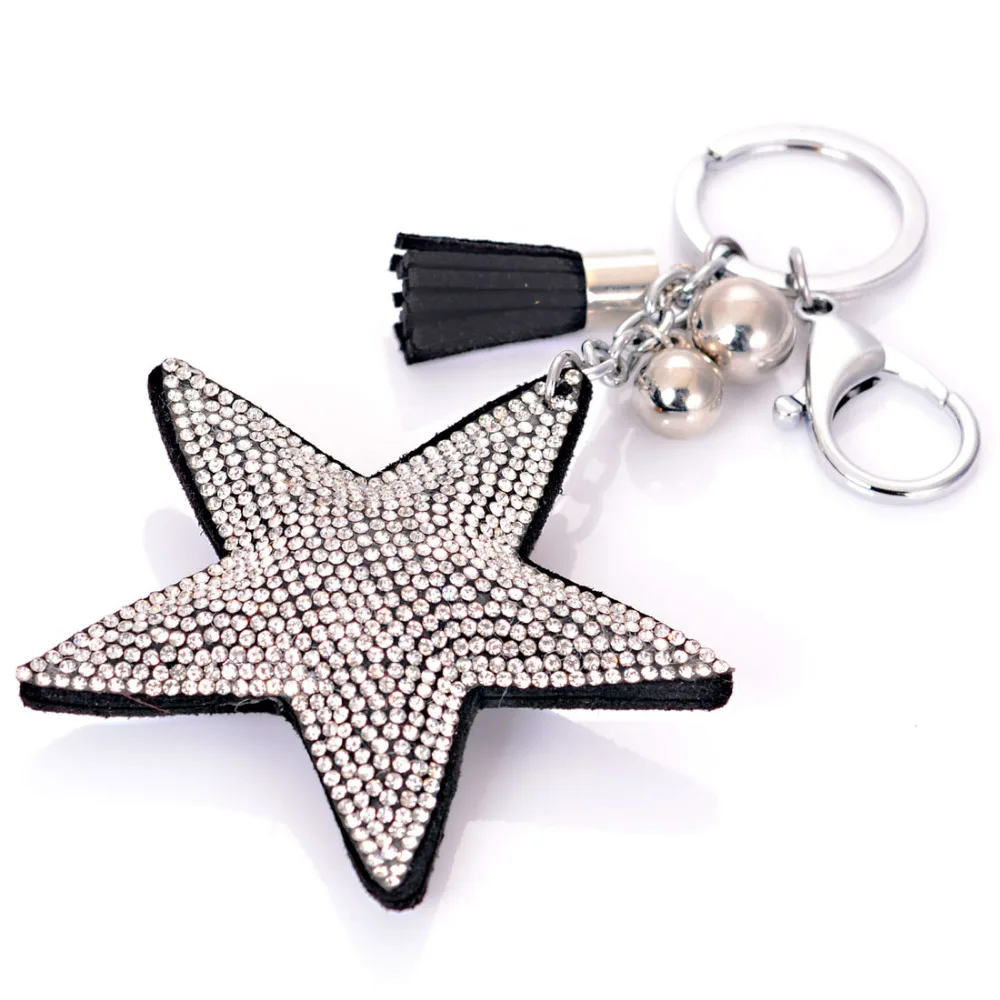 Miasol-llavero con diseño único para mujer, colgante con diamantes de imitación de cristal, Estrella y borla, llavero para bolso, regalo de joyería, K1402