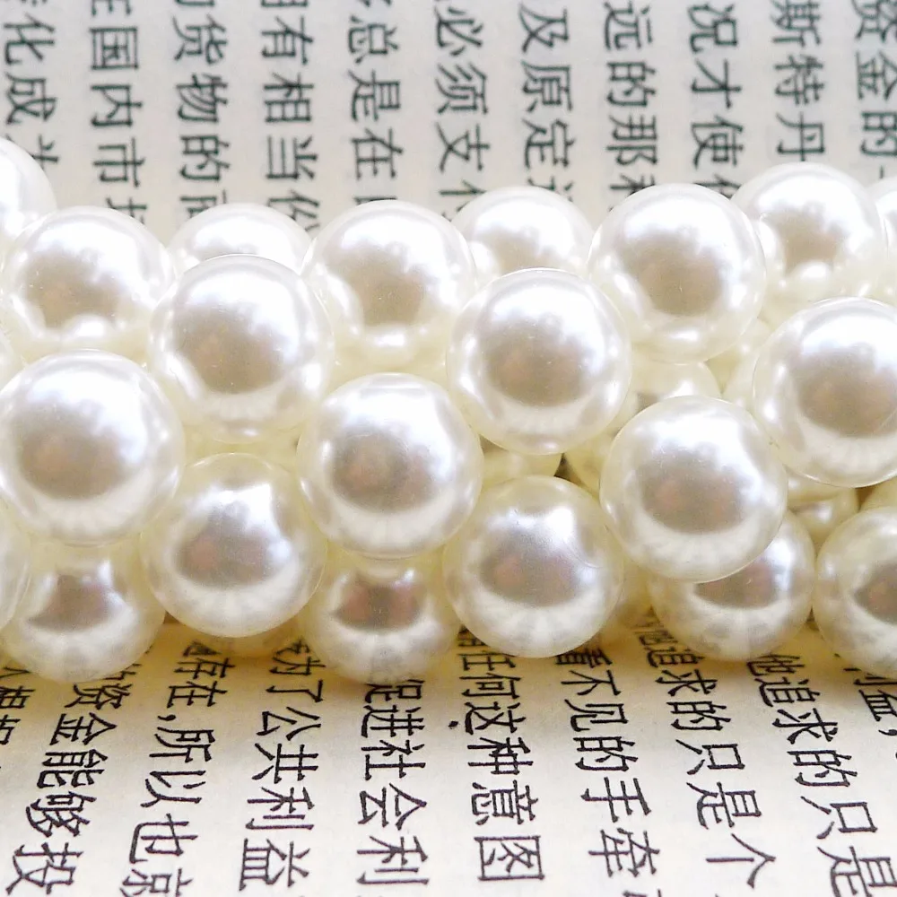 

free shipping 8/10/12/14/16/18/20/22/24/25/30/40mm milky white ABS pearl beads Christmas ornament loose round beads with hole