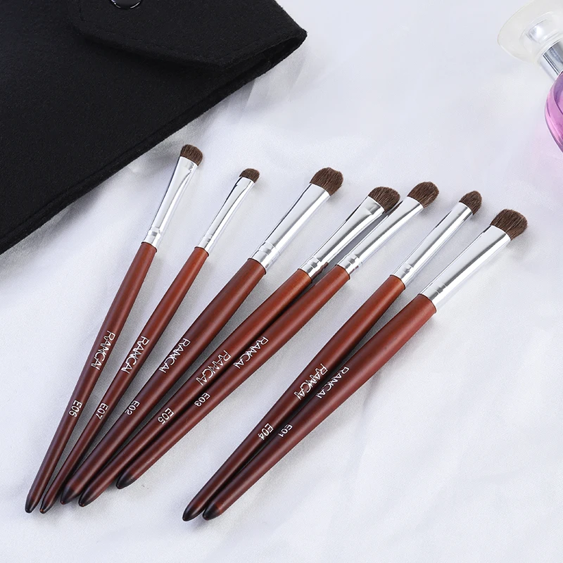 RANCAI Pro 7pcs Eye Shadow Makeup Brushes Set Natural Hair Wood Handle Blending Shader Highlighter Brush Make Up Tools brochas