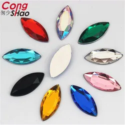 Cong Shao 200pcs 9*20mm Forma Marquise Acrilico Strass Applique Pietre E Cristalli Posteriore Piana Abbigliamento Artigianato decorazione CS185