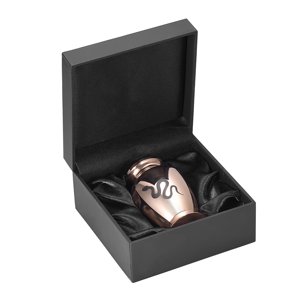 Snake Engraved Stainless Steel Pets Cremation Urn Hold Small Amount Mini Keepsake for Sharing Ashes