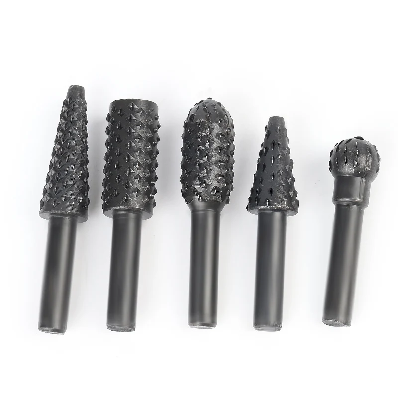 

5pcs Woodworking Rasp Chisel Shaped Rotating Embossed Grinding Head HSS Power Tool Engraving Pattern Milling Cutter