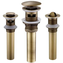 Bathroom Vessel Pop Up Sink Drain Strainer, Flip Top Stopper for Lavatory Basin, Antique Brass Pop Up Sink Overflow Cover