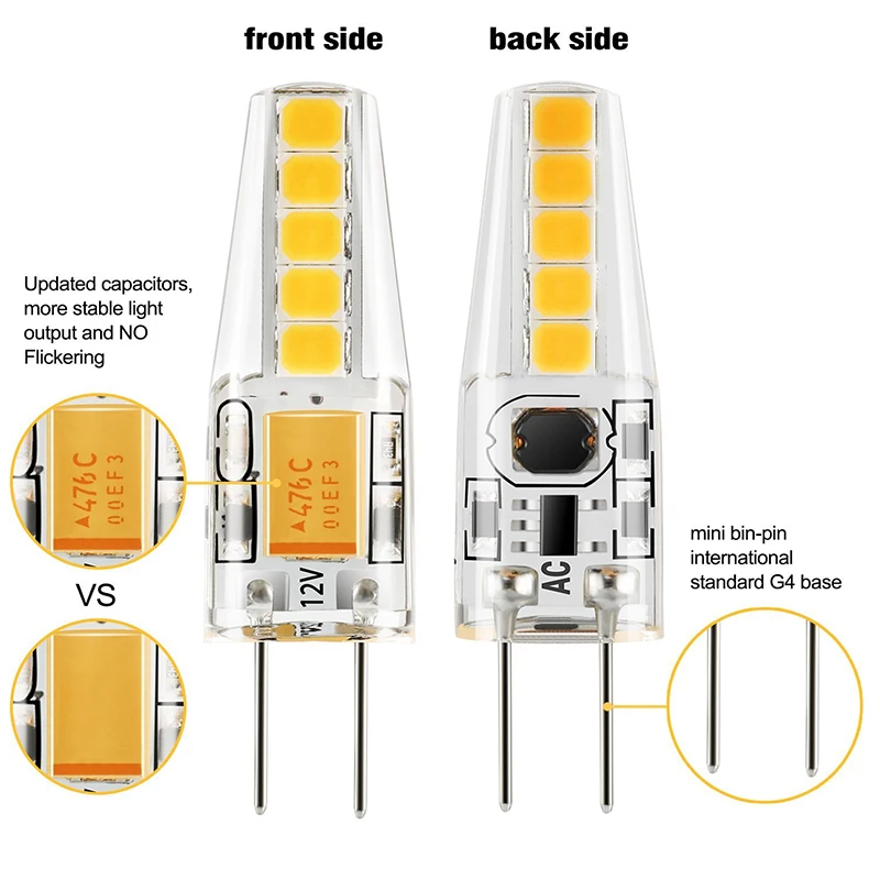 G4 12V LED bulb 2W 3W Lampada Lampara G4 LED 12v Lamp ampul 10led 20led 360 Beam Angle 2835SMD Replace 20W 30W g4 Halogen Lamp