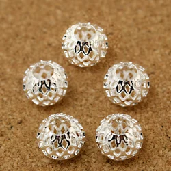 Hot Fashion 6pcs/lot 9*10mm Oval Round Shape Large Big Hole Mesh Net Metal Spacer Beads for DIY European Bracelet