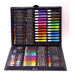 168pcs Drawing Pen Art Set Kit Painting Sketching Color Pencils Crayon Oil Pastel Water Color Glue with Case for Children Kids