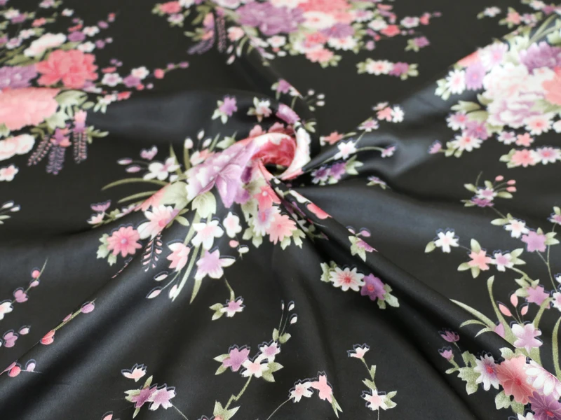 Women dress pajamas fabric print satin charmeuse decoration cloth textiles