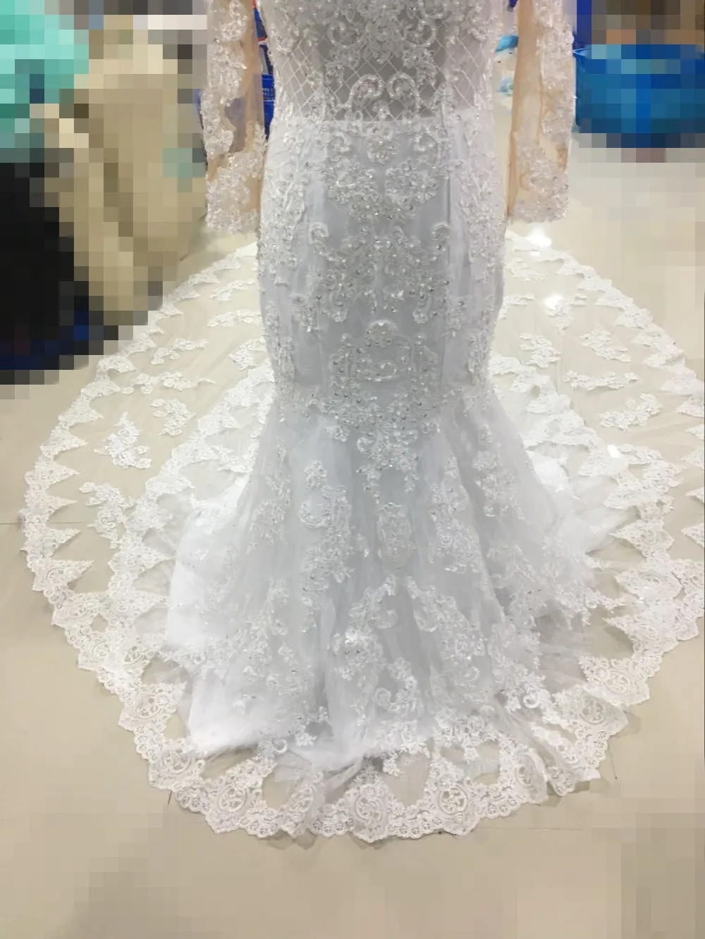 Robe de mariée sirène en dentelle, manches longues, dos nu, nouvelle collection 2019, G0128