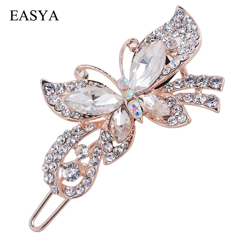 EASYA Mutlicolor Elegant Rhinestone Butterfly Barrettes Hair Clips Amazing Crystal Hair Pins For Women And Girls