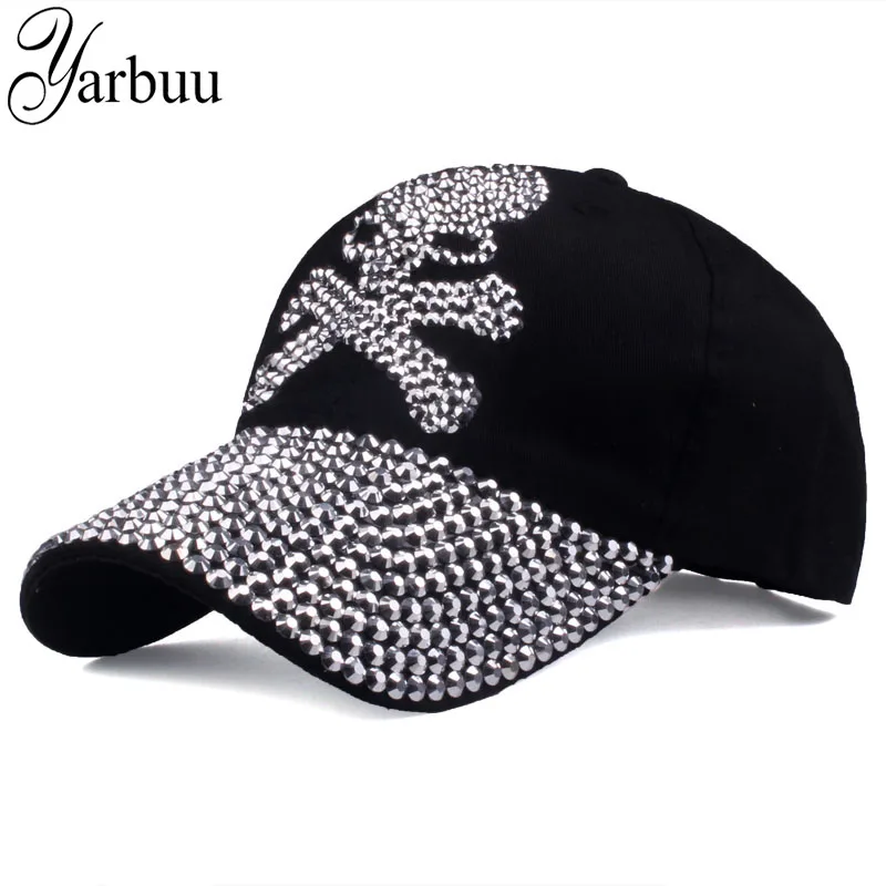 [YARBUU] baseball caps for women and men Casual Rhinestones Skull cap new fashion high quality Unisex hat Female Peaked cap