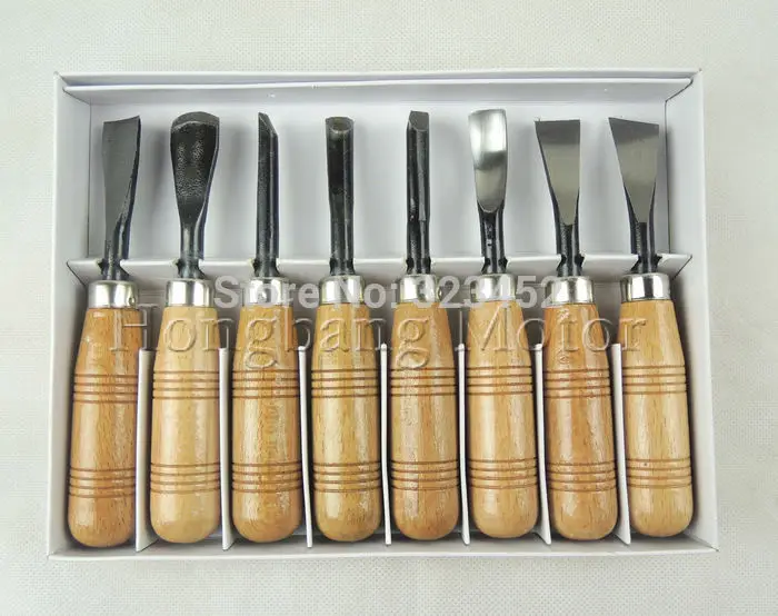 Free shipping 8pcs Eight kinds of  WOOD CARVING TOOLS shovel Knives Handmade wood carving knifes