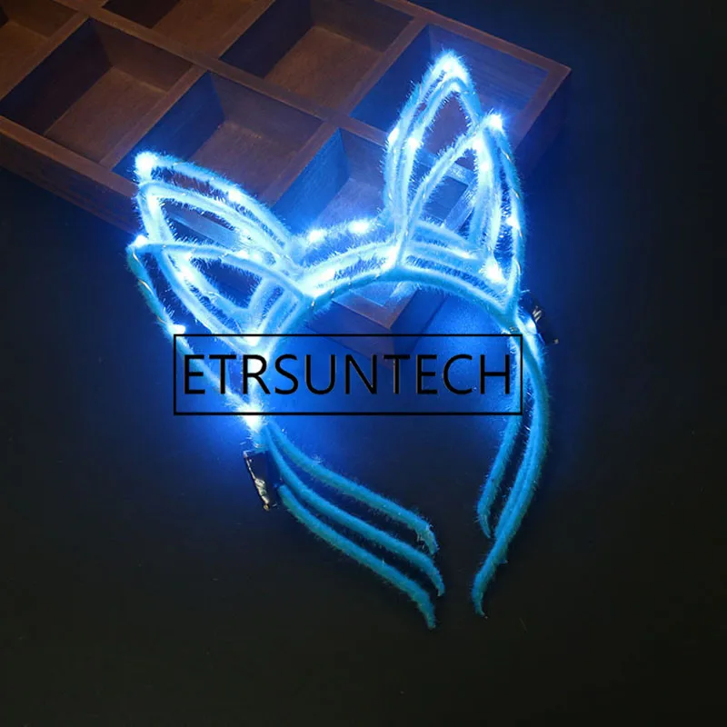 100pcs LED Light Up Glowing Rabbit Ear Headband Bunny Women Girl Flashing Headwear Easter Cosplay Dress Up Props Hairband