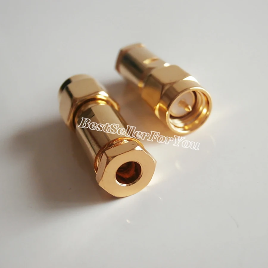 10Pcs New SMA male plug clamp For RG58 RG142 RG400 LMR195 Cable RF connector