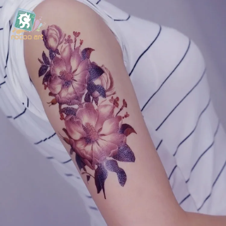 Rocooart Large Flower Decal 1pc Fake Women Men DIY Henna Body Art Tattoo Design Butterfly Vivid Temporary Tattoo Sticker Flash