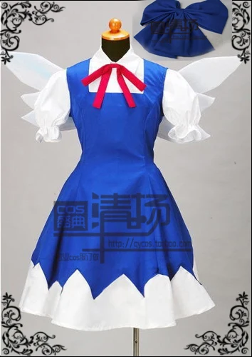 

Touhou Project Cirno Cosplay Costume with wing 11