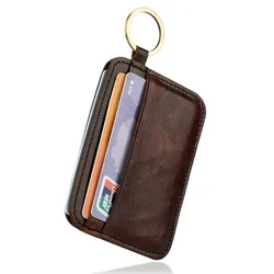 New Vintage Genuine Leather Mini Wallet Men's Credit Card Holder Slim Clutch Money Bag Small Coin Purse For Women