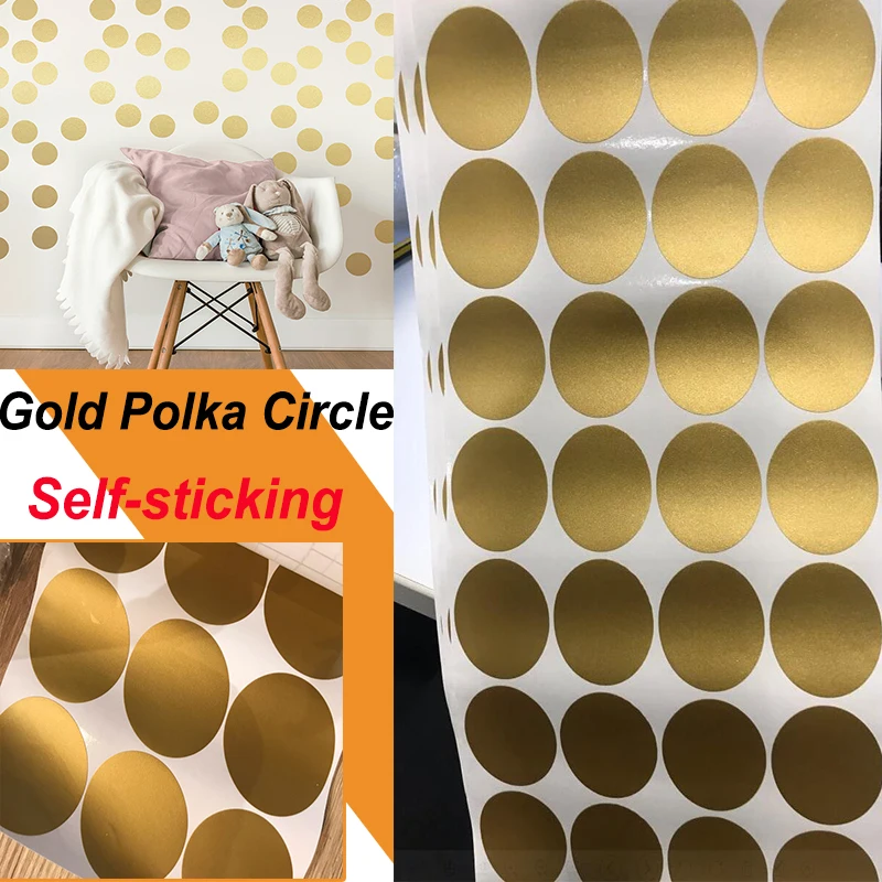 Gold Polka Circle Dots Wall Stickers For Baby Child Rooms Nursery Tiny Polka Round Wallpaper Home Decor Kid Gifts Wall Art Mural