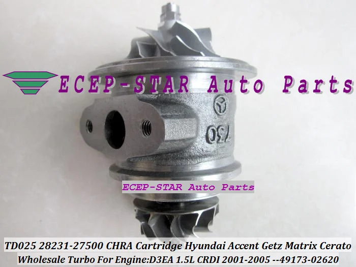 

Картридж Turbo CHRA TD025 28231-27500 49173-02620 49173-02622 для HYUNDAI Accent Getz Matrix для KIA Cerato Rio D3EA 1.5L CRDI