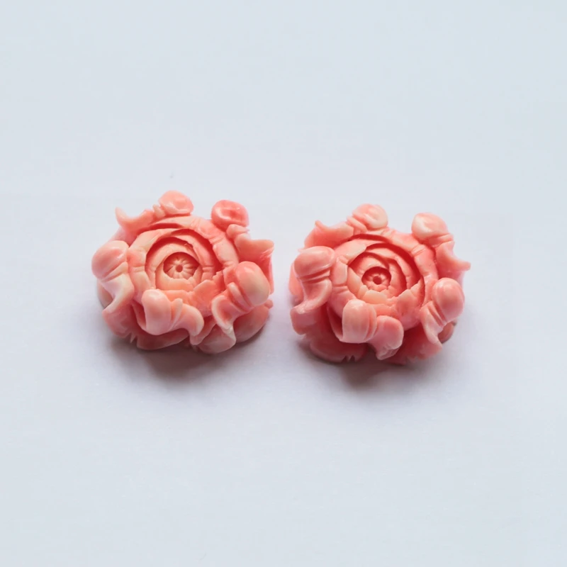 New Arrival Pink Conch Shell (Made Of Powder Of Shell, Color Is Enhanced ) Carved Flowers Fashion Earring Bead 23x19x11mm 9.68g