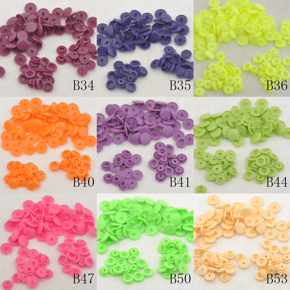 100 مجموعات KAM T5 الطفل الراتنج أزرار إطباقية 18 ألوان 1.2 سنتيمتر البلاستيك الصحافة مسمار السحابات بوبرز الملابس والاكسسوارات