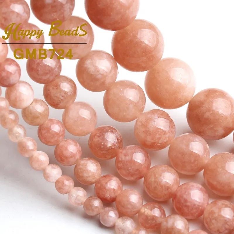 4/6/8/10/12mm Sunstone Beads Round Loose Spacer Beads 15\'\'Inch For Jewelry Making Angelite Stone DIY Bracelet Necklace Wholesale