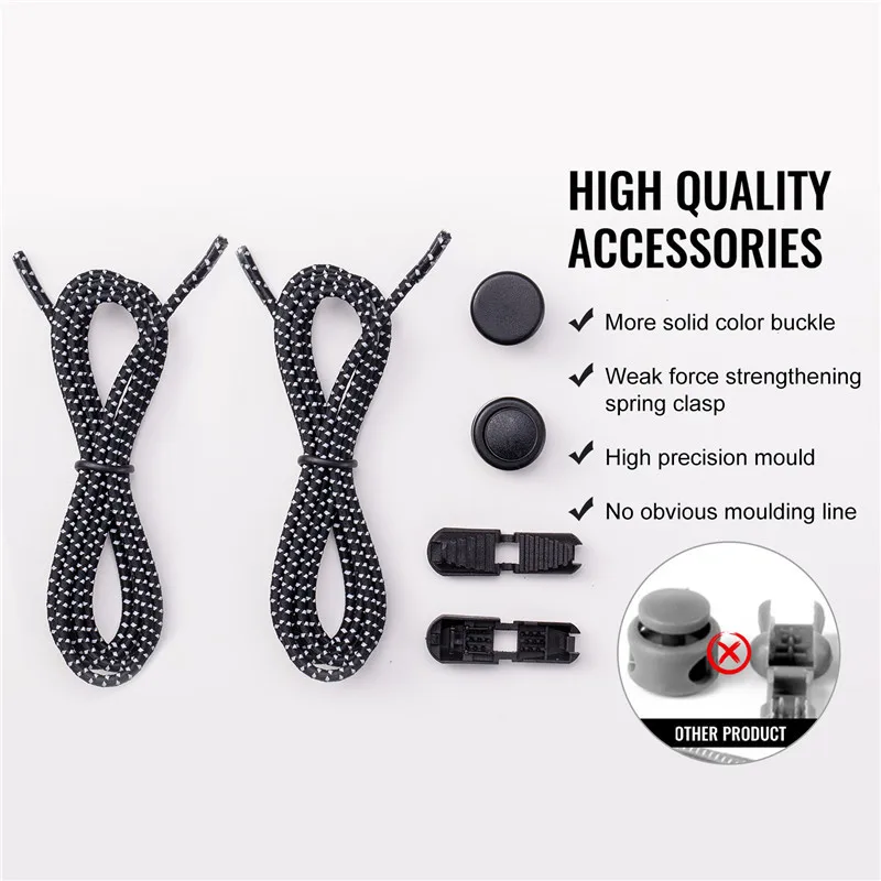 ShoeLaces Elastic No tie Reflective Lock lace Of Locking Sneaker Shoelaces Shoestrings Running/Jogging/Triathlon