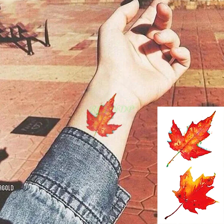 

Waterproof Temporary Tattoo Sticker Maple leaves Tatto Flash Tatoo Fake Tattoos Tatouage Wrist foot hand For Girl Men Women kids