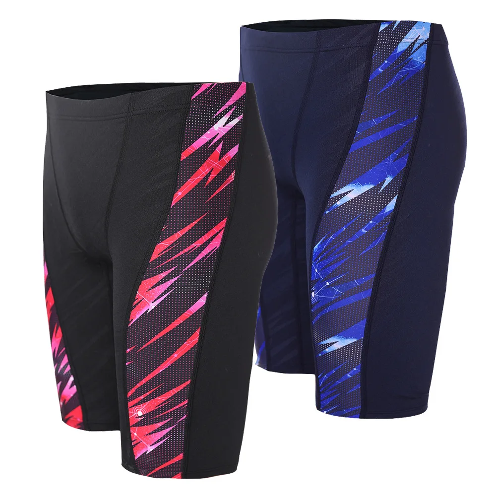 New Professional Men Competitive Swim Trunks Anti-chlorine fabric Swim Pants Solid Jammer Swimsuit Fifth Pant Plus Size L-4XL