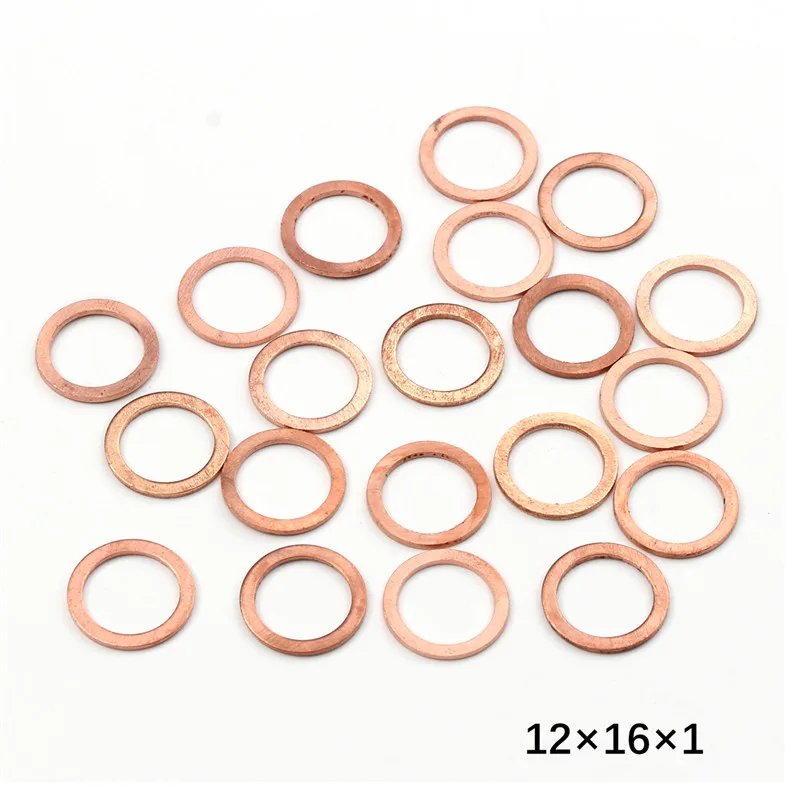 20PCS 12x16x1mm Solid Copper Washer Flat Ring Gasket Sump Plug Oil Seal Fittings Washers Fastener Hardware Accessories