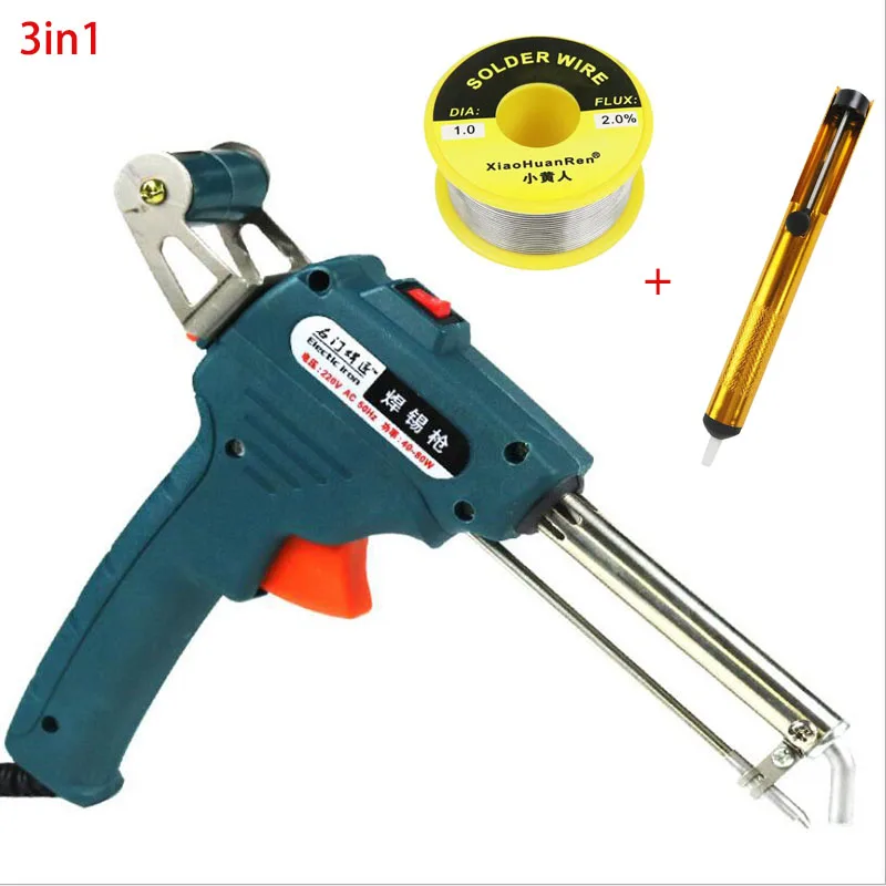 220V 60W Automatic Send Tin Gun Electric Soldering Iron Rework Station Desoldering Pump Welding Tool Solder Wire