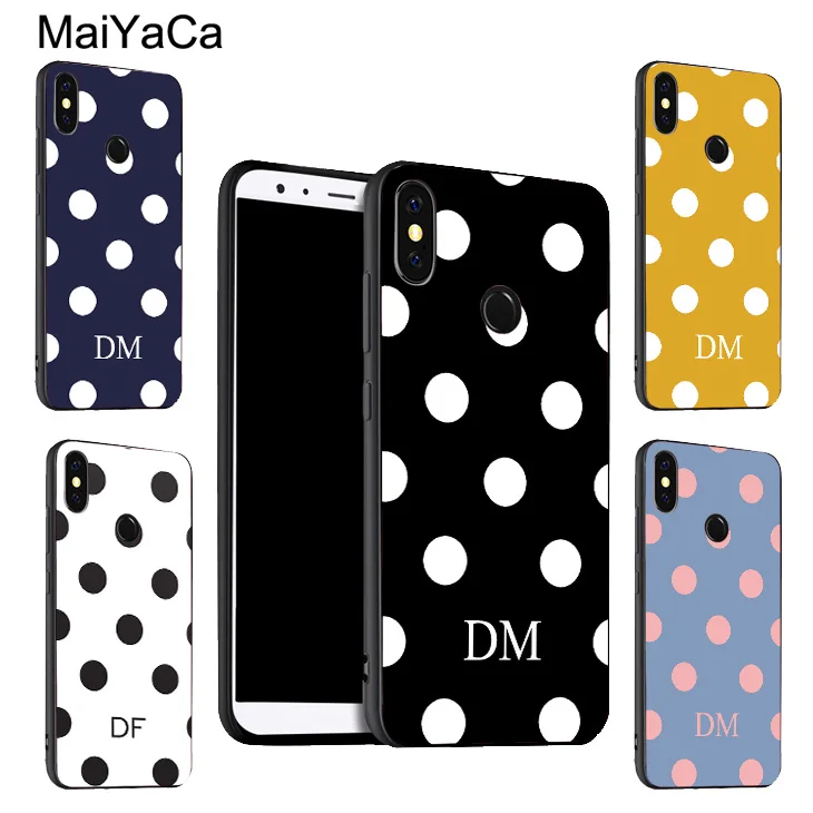 INITIAL Polka Dots PERSONALISED Case For Xiaomi Redmi Note 11 Pro 10 9 8 9S 10S 9A 9T Mi 11T 11 Lite POCO F3 M3 M4 X3 Pro X3 GT