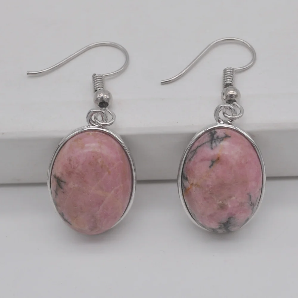 Rhodonite Stone Oval beads Dangle Earrings Jewelry For Woman Gift T247