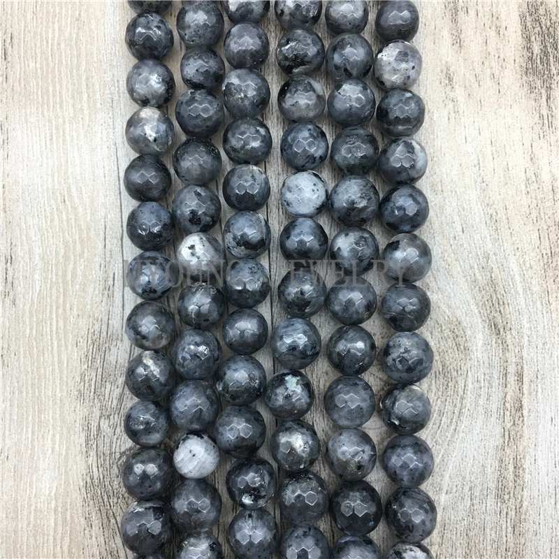 Black Faceted round Labradorite Beads,Nature Stone spectrolite Beads for DIY jewelry MY1405