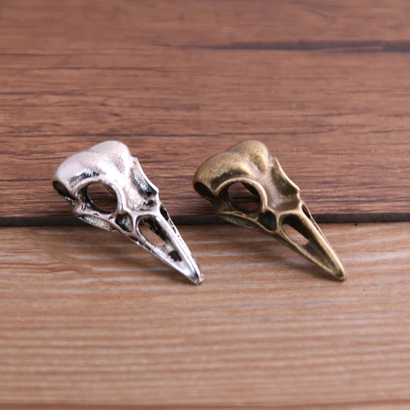 4PCS 14*32mm Metal Alloy Two Color 3D Beak Skull Charms Pendants for Jewelry Making DIY Handmade Craft