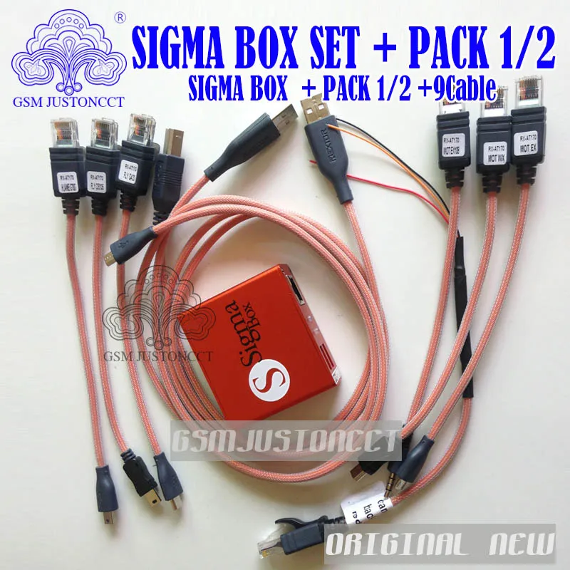 

gsmjustoncct 2018 original new sigma box with pack1+pack2 / SIGMA BOX tool+ PACK1+ PACK2 +9 cable set