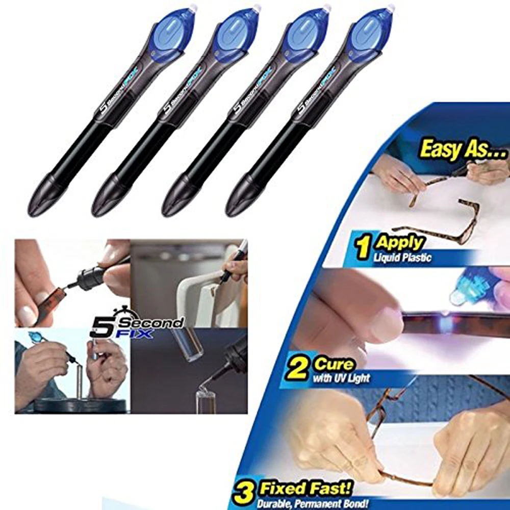 4pcs Super Power 5 Second Fix UV Light Repair Tool Glue Refill Liquid Plastic Welding Repair