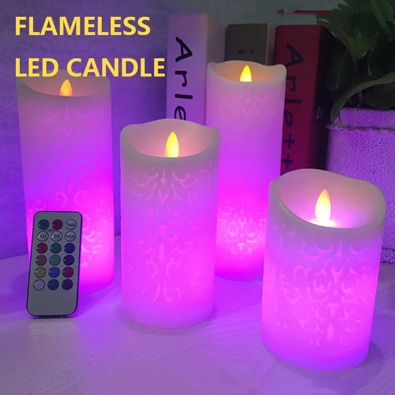 Flameless Electronic Candle Night Light LED Candle With RGB Remote Control Wax Candle For Christmas Wedding Home Decoration