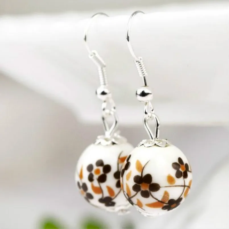 Small Fresh Retro National Wind Ceramic Earrings, Bridal Earrings Wholesale Multicolor Optional