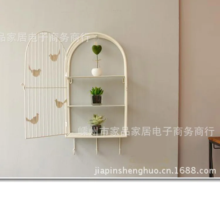 European-style wrought iron door flower mural wall hangings Birdcage King decorative wall racks with hook