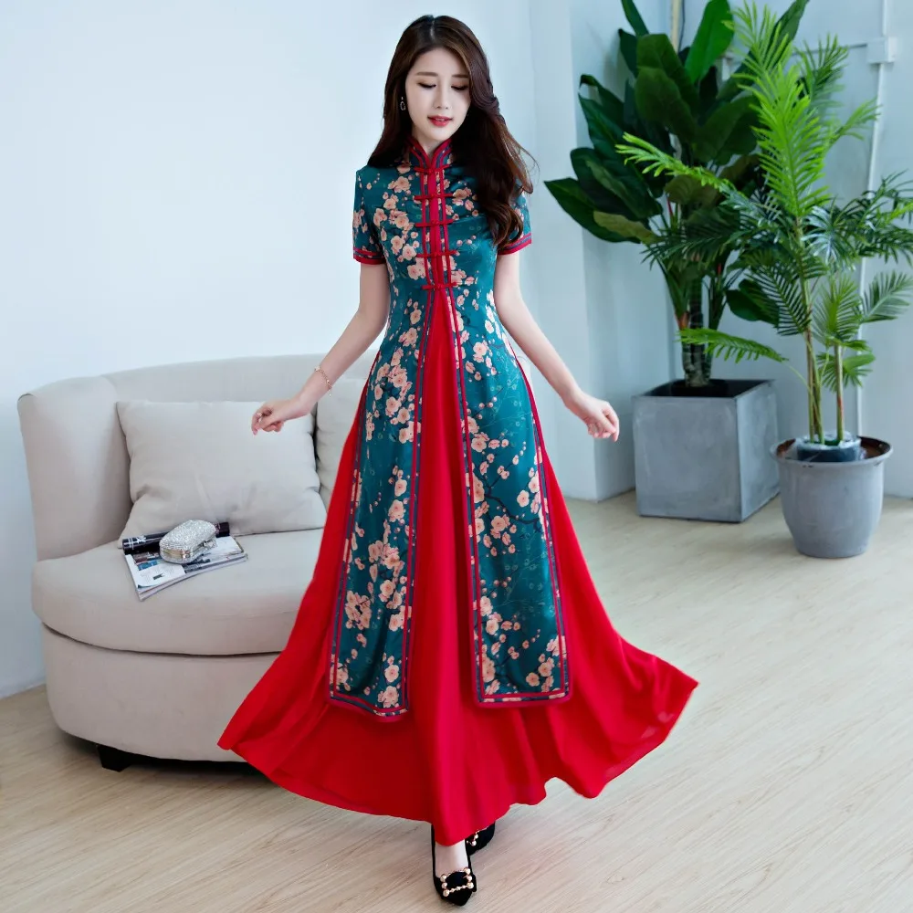 

Cheongsam Chinese Oriental Dresses 2019 Prom Elegant Japanese Yukata Kimonos Female Gown 2019 Robe Ao Dai Vietnam Dress DD1910