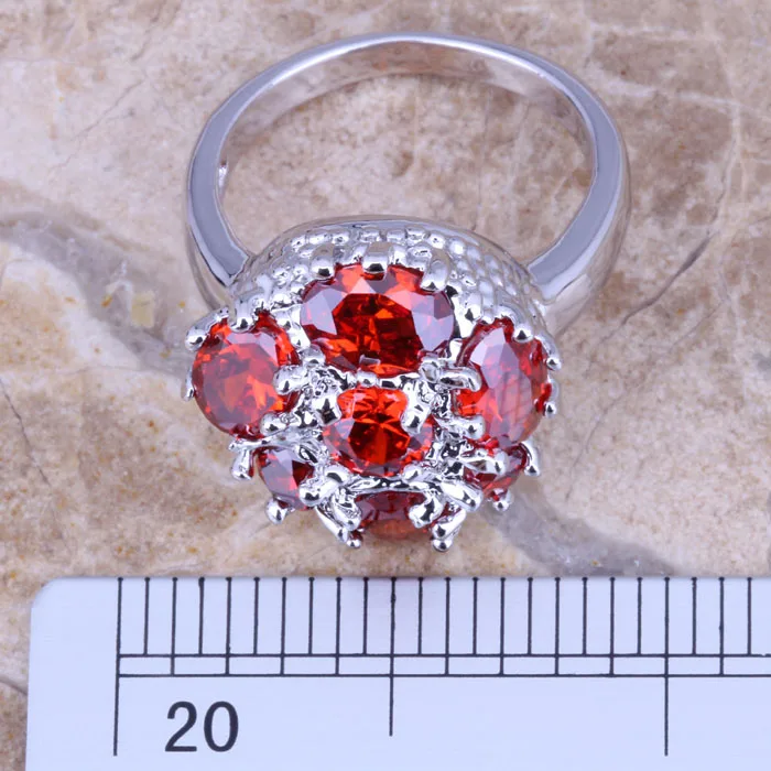 Superior Red Garnet Silver Plated  Women's Jewelry Ring Size 6 / 7 / 8 / 9 R0567