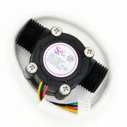 Hall Flowmeter Water Control Washroom Flow Sensor Counter With Temperature Probe 1-30L/min DN15 G1/2