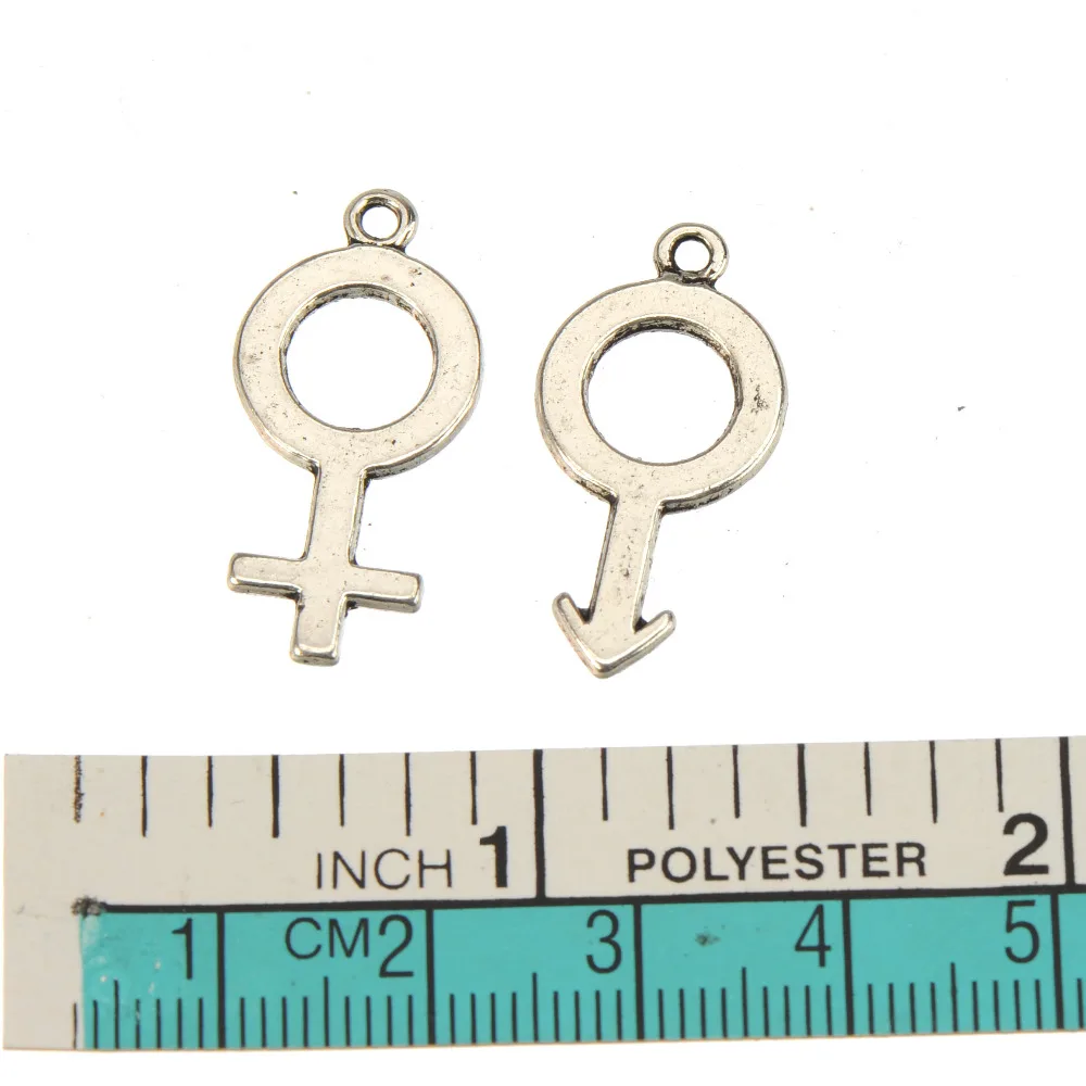 50pcs Gender Symbol Charms Female Male Pendant Silver Plated Metal Jewelry Components Bracelet Craft Material Hand Made Supplies