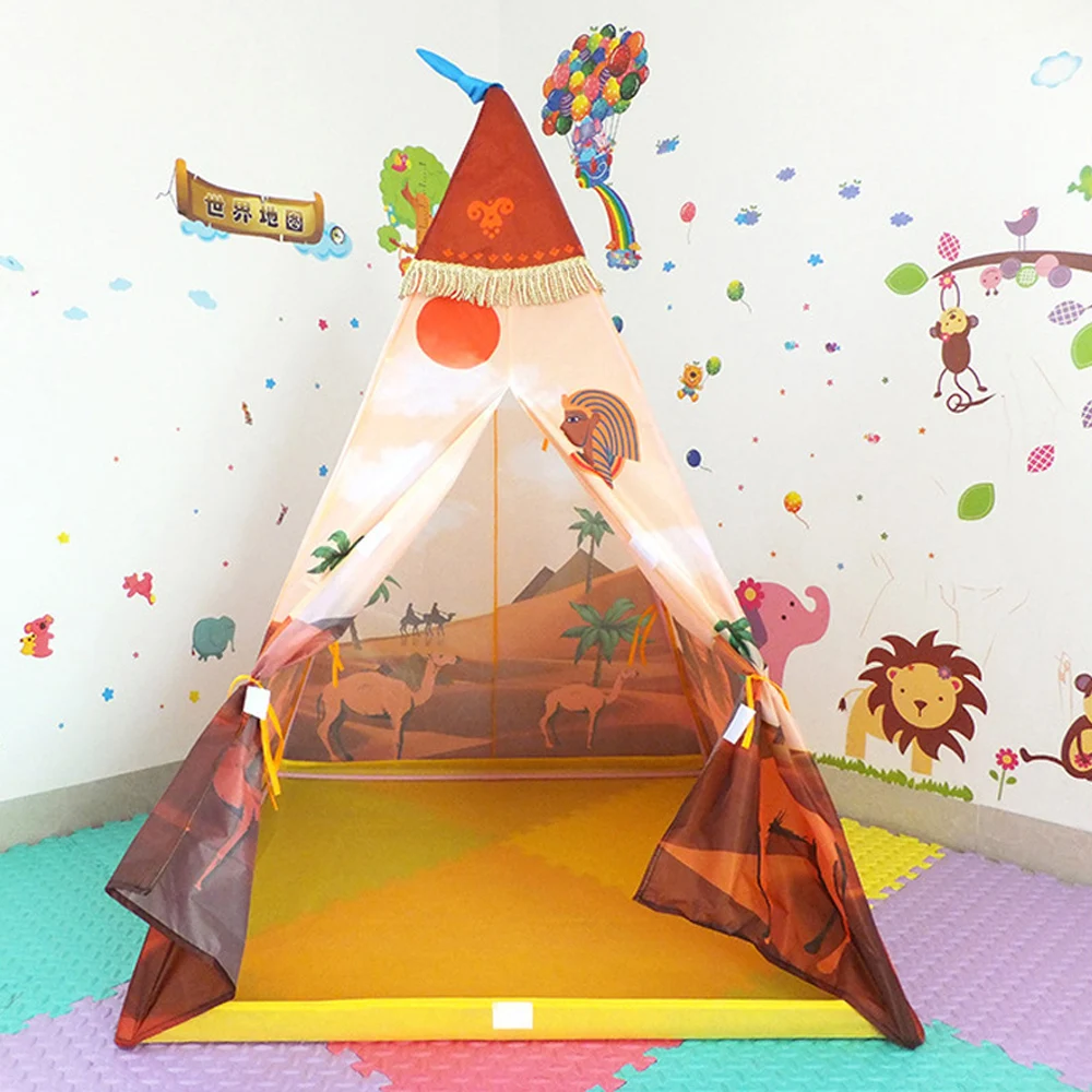 Children Printed Indians Play House Toy Tents Baby Eygpt Teepee Folding Tent  Parent-child Games Room Kids Toys Ball Pool Tent