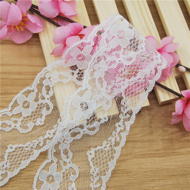 50mm Polyester Lace Trim White Fabric Sewing Accessories Cloth Wedding Dress Decoration Ribbon Craft Supplies 200yard L912