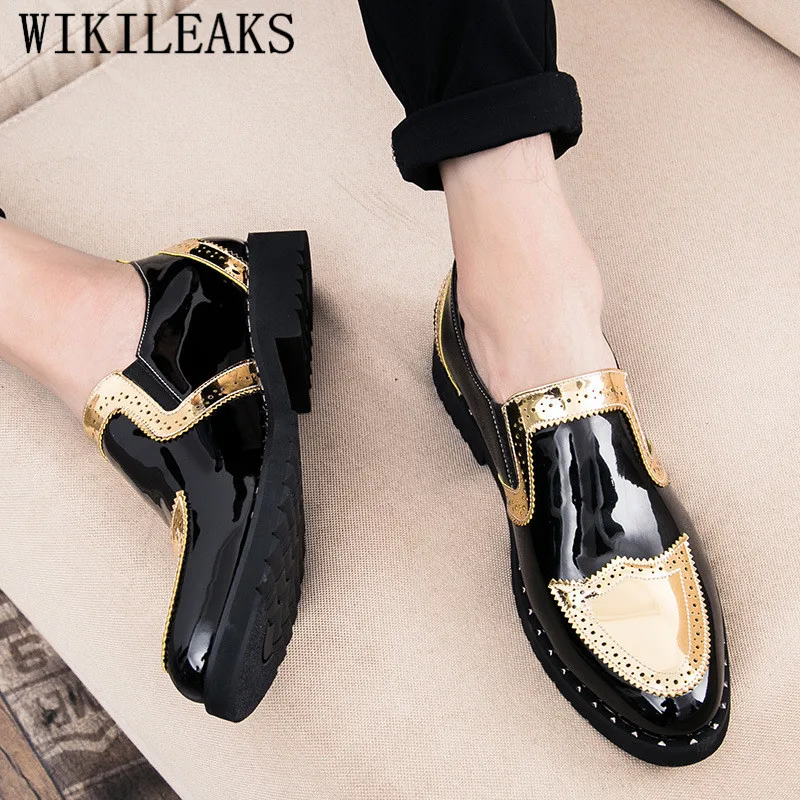 2026 Designer Men Formal Shoes Men\'s Business Dress Brogue Shoes For Wedding Party Patent Leather Oxford Shoes For Men Loafers