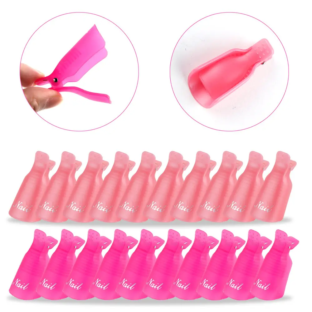 10Pcs UV Gel Polish Remover Wraps Plastic Nail Art Soak Off Cap Clips Cleaner Nail Degreaser Nail Art Tool Manicure Tools