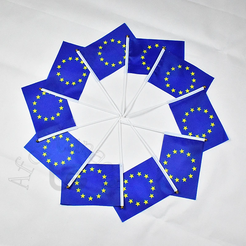 European Union EU 14*21cm 10pieces flag banner Hand waving Flag for meet,Parade,party.Hanging,decoration